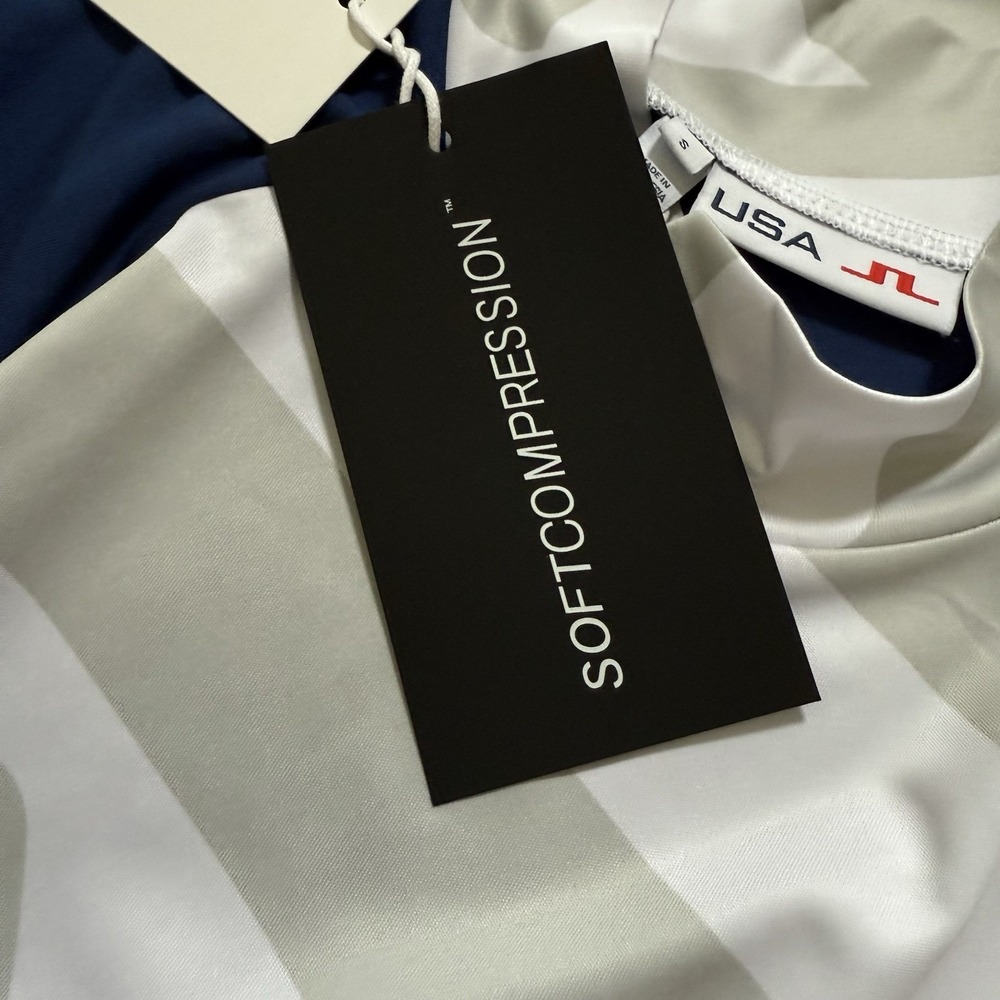 J Lindeberg Yvette Top Womens XS Golf Shirt USA Olympics White Gray Blue New - Picture 8 of 13